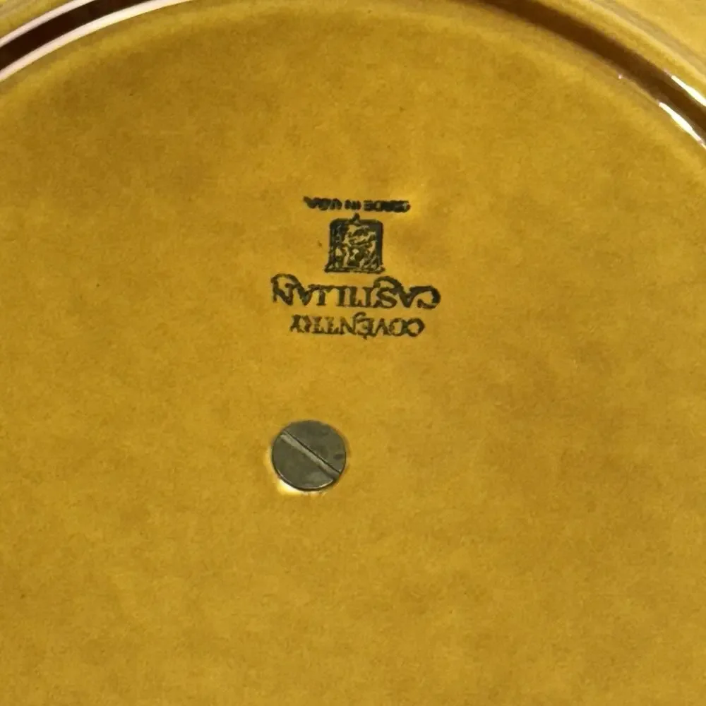 Homer Laughlin Round Serving Handled Plate Tray Coventry Castilian Mustard Gold